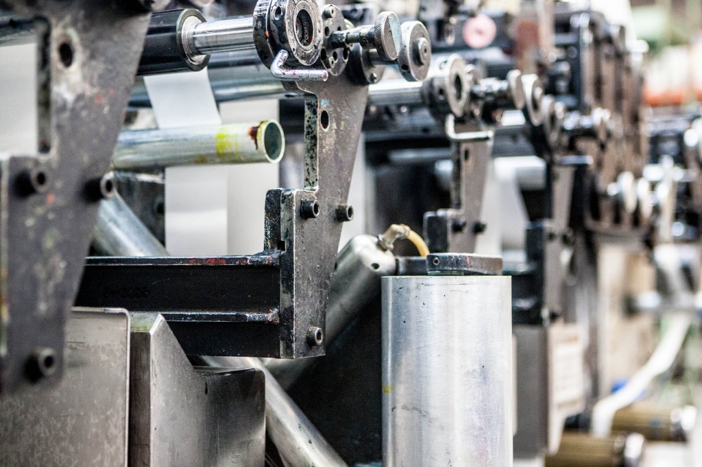 close up view of the machines that make labels