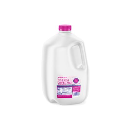 Milk container 1 gallon with pink label printing